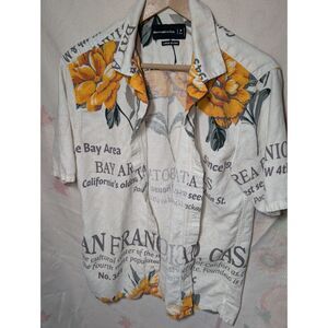 Abercrombie & Fitch Linen Blend Button Front Shirt Mens Medium Tall Floral